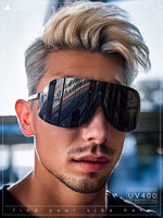 Extra Oversized Curved Shield Robotic 80s Sport Sunglasses