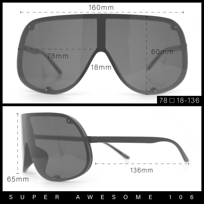Extra Oversized Curved Shield Robotic 80s Sport Sunglasses