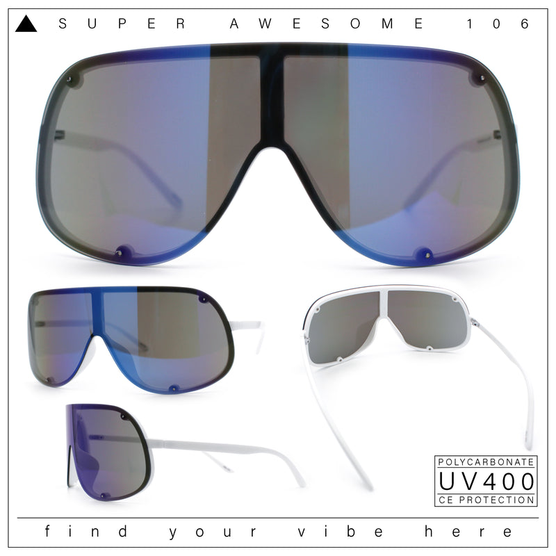 Extra Oversized Curved Shield Robotic 80s Sport Sunglasses