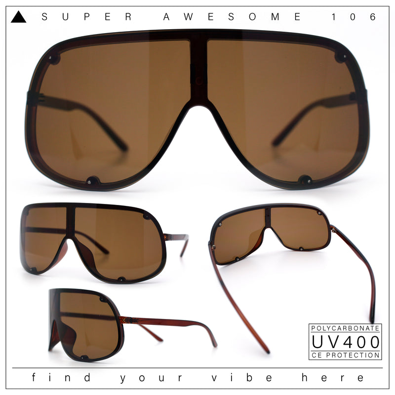 Extra Oversized Curved Shield Robotic 80s Sport Sunglasses