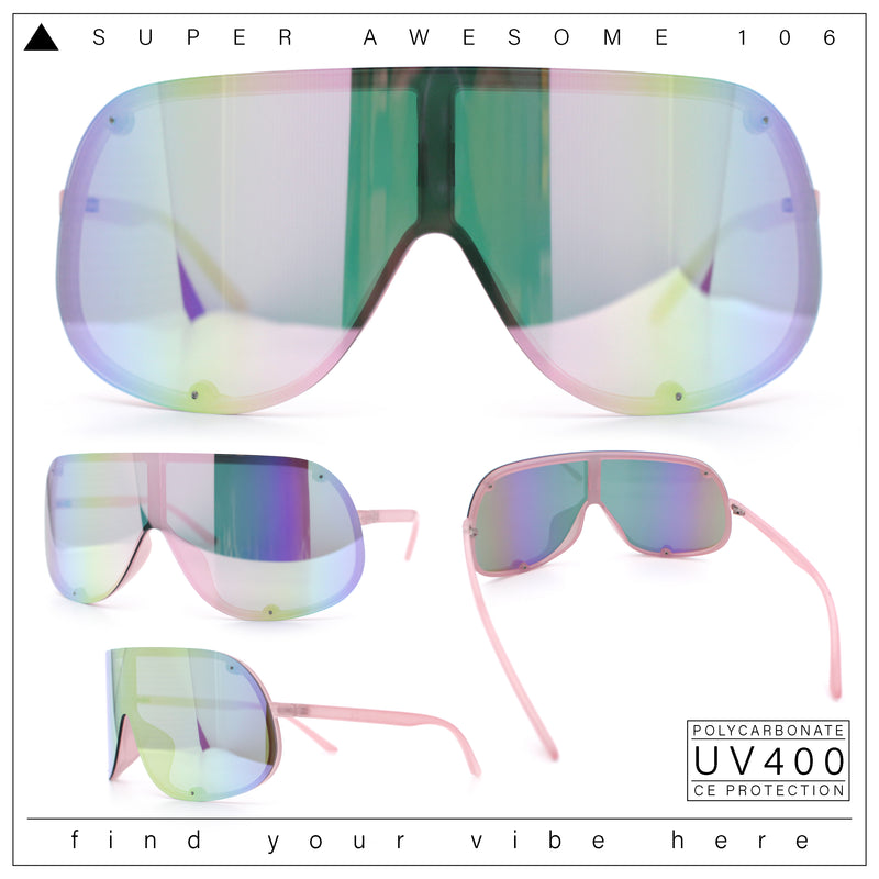 Extra Oversized Curved Shield Robotic 80s Sport Sunglasses
