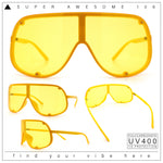 Extra Oversized Curved Shield Robotic 80s Sport Sunglasses
