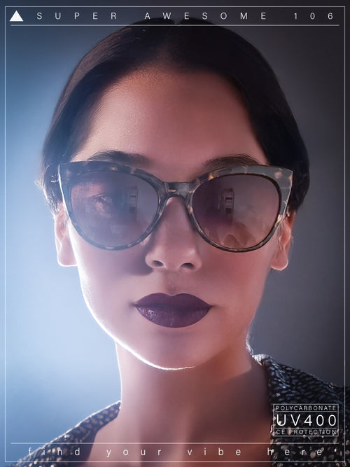 Womens Pearl Color Cat Eye Sunglasses