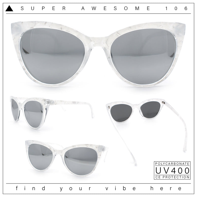 Womens Pearl Color Cat Eye Sunglasses