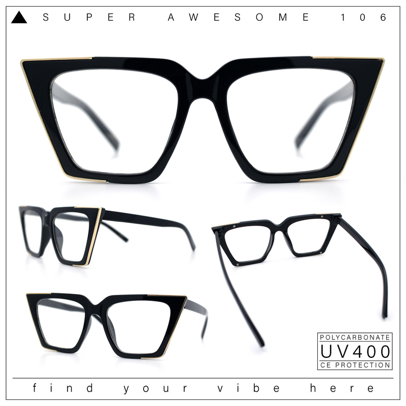 Womens Square Gothic Geometric Cat Eye Plastic Fashion Sunglasses