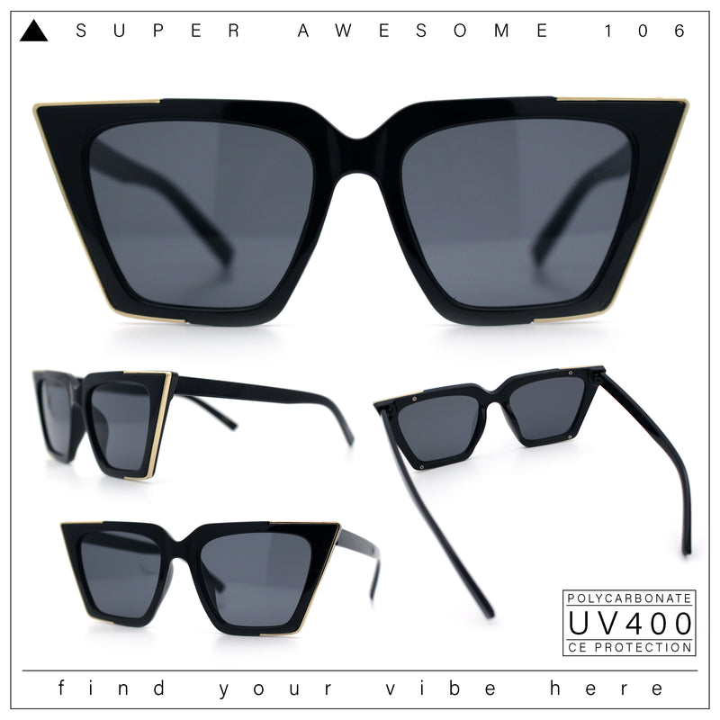 Womens Square Gothic Geometric Cat Eye Plastic Fashion Sunglasses
