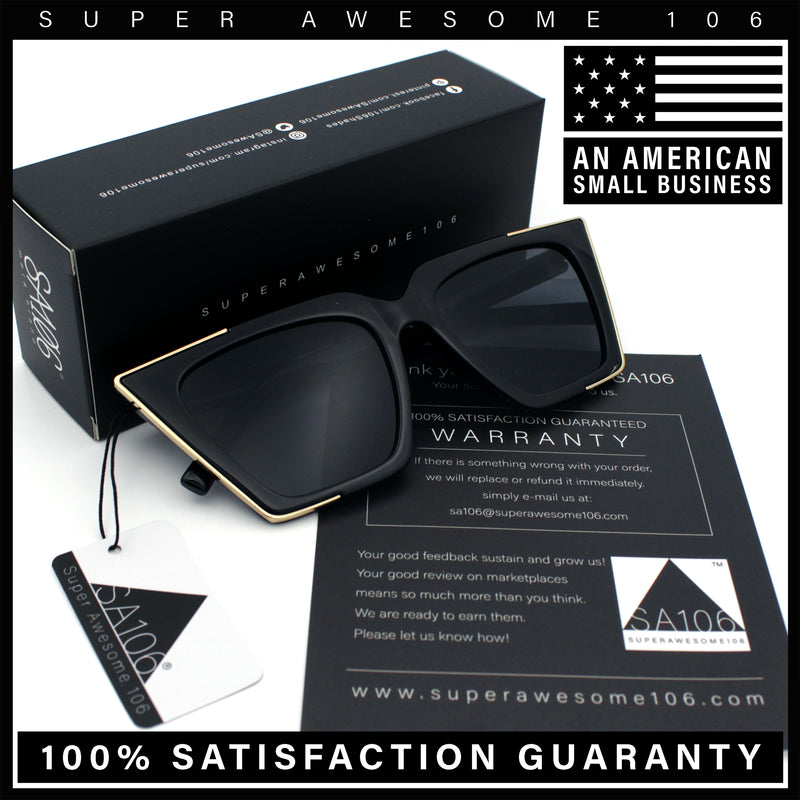 Womens Square Gothic Geometric Cat Eye Plastic Fashion Sunglasses