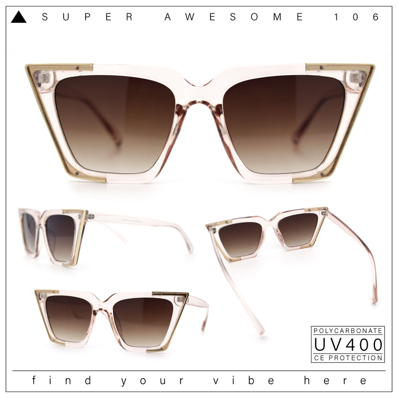 Womens Square Gothic Geometric Cat Eye Plastic Fashion Sunglasses