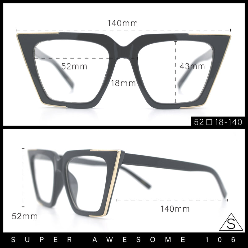 Womens Square Gothic Geometric Cat Eye Plastic Fashion Sunglasses