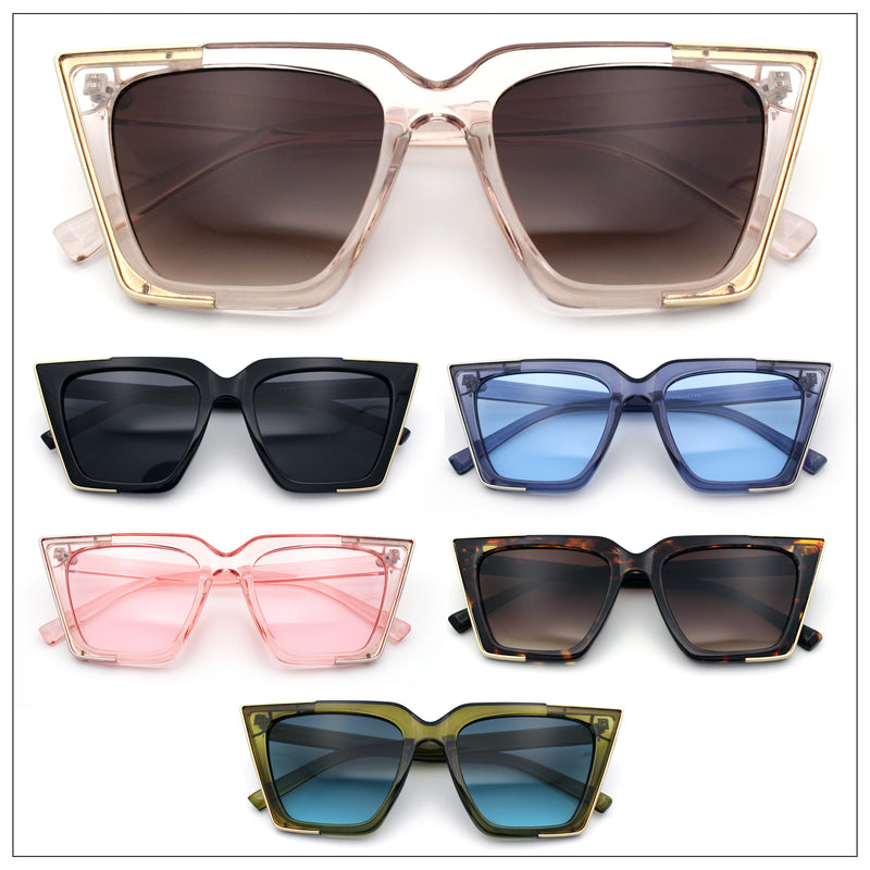 Womens Square Gothic Geometric Cat Eye Plastic Fashion Sunglasses