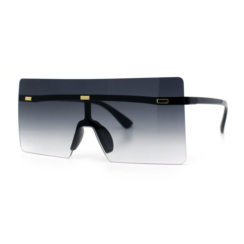 Oversize Rimless Shield Square Rectangle Large Sunglasses