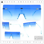 Oversize Rimless Shield Square Rectangle Large Sunglasses