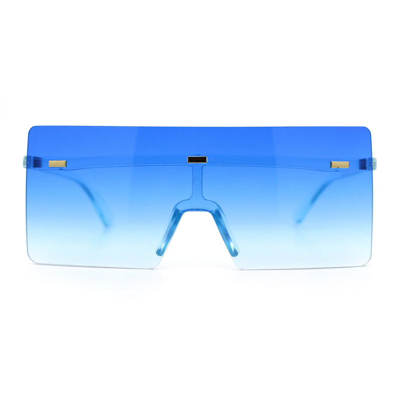 Oversize Rimless Shield Square Rectangle Large Sunglasses