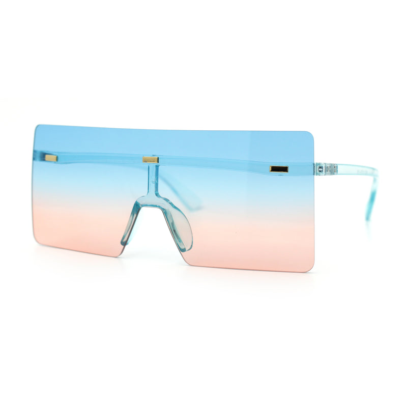 Oversize Rimless Shield Square Rectangle Large Sunglasses