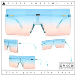 Oversize Rimless Shield Square Rectangle Large Sunglasses