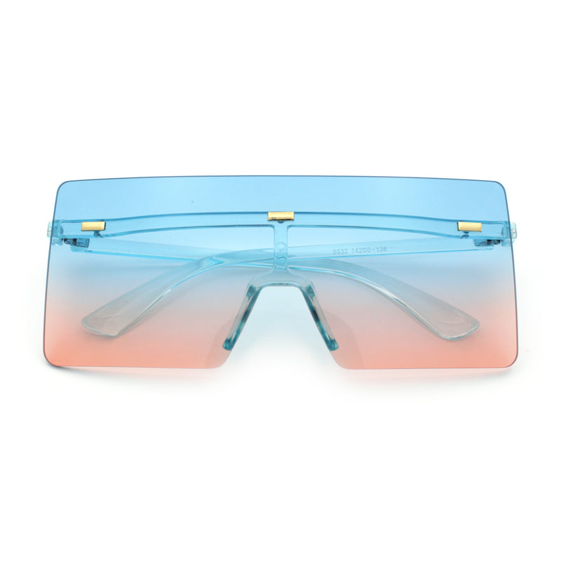 Oversize Rimless Shield Square Rectangle Large Sunglasses