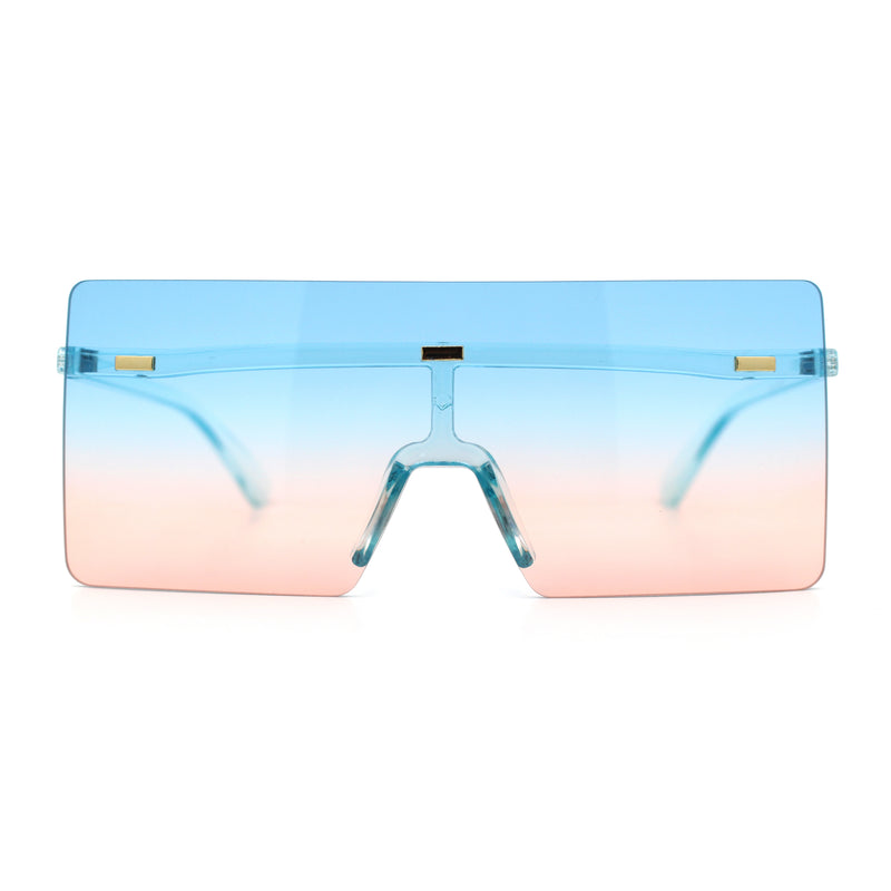 Oversize Rimless Shield Square Rectangle Large Sunglasses