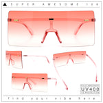 Oversize Rimless Shield Square Rectangle Large Sunglasses