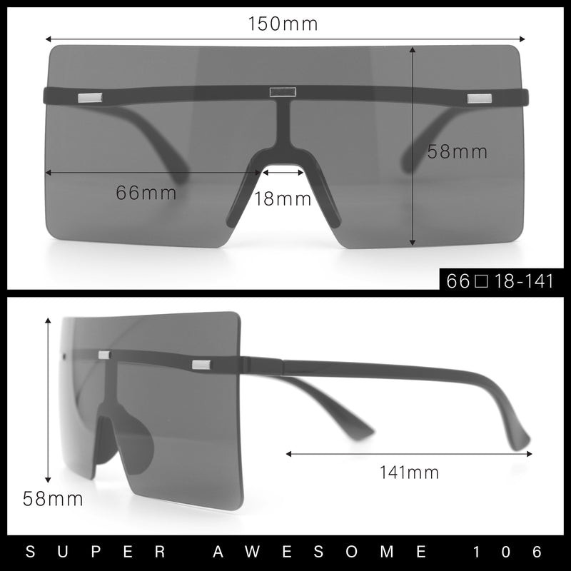 Oversize Rimless Shield Square Rectangle Large Sunglasses