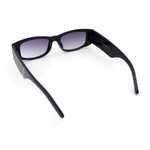Womens Sparkly Glitter Thick Arm Slim Rectangle Sunglasses