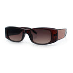 Womens Sparkly Glitter Thick Arm Slim Rectangle Sunglasses