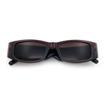 Womens Sparkly Glitter Thick Arm Slim Rectangle Sunglasses