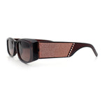 Womens Sparkly Glitter Thick Arm Slim Rectangle Sunglasses