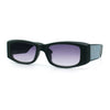 Womens Sparkly Glitter Thick Arm Slim Rectangle Sunglasses