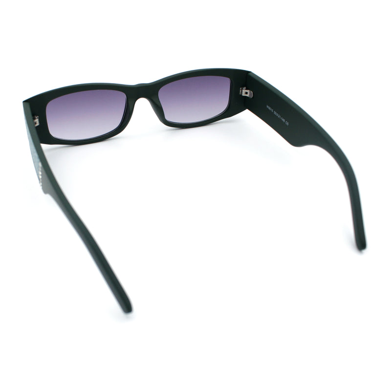 Womens Sparkly Glitter Thick Arm Slim Rectangle Sunglasses