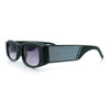 Womens Sparkly Glitter Thick Arm Slim Rectangle Sunglasses