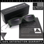 Womens Sparkly Glitter Thick Arm Slim Rectangle Sunglasses