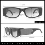 Womens Sparkly Glitter Thick Arm Slim Rectangle Sunglasses