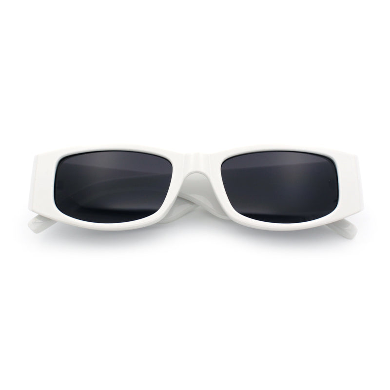 Womens Sparkly Glitter Thick Arm Slim Rectangle Sunglasses