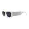 Womens Sparkly Glitter Thick Arm Slim Rectangle Sunglasses