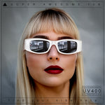 Womens Sparkly Glitter Thick Arm Slim Rectangle Sunglasses