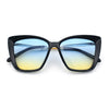 Womens Oversized Cat Eye Chic Metal Arm Plastic Sunglasses