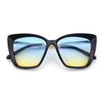 Womens Oversized Cat Eye Chic Metal Arm Plastic Sunglasses