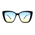 Womens Oversized Cat Eye Chic Metal Arm Plastic Sunglasses