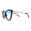 Womens Oversized Cat Eye Chic Metal Arm Plastic Sunglasses