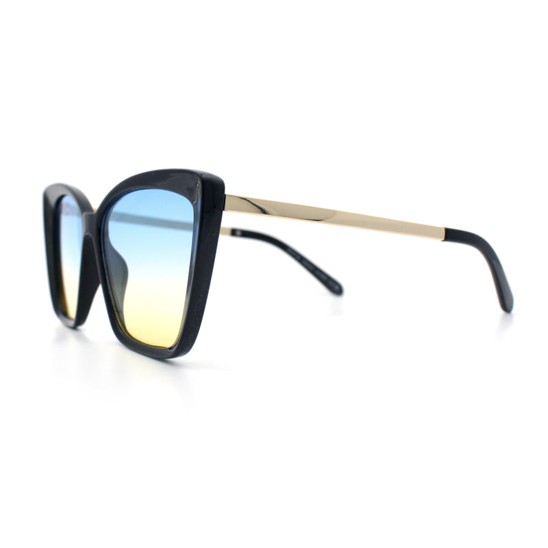 Womens Oversized Cat Eye Chic Metal Arm Plastic Sunglasses
