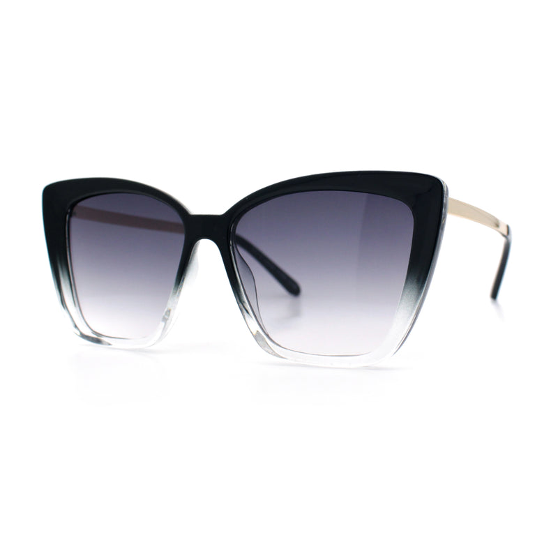Womens Oversized Cat Eye Chic Metal Arm Plastic Sunglasses