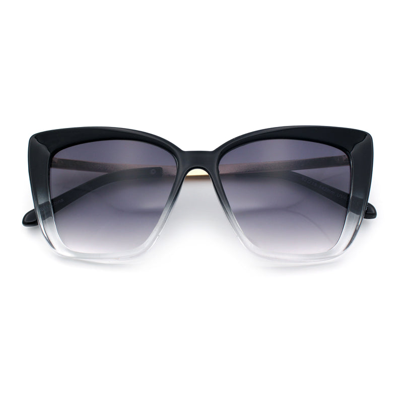 Womens Oversized Cat Eye Chic Metal Arm Plastic Sunglasses