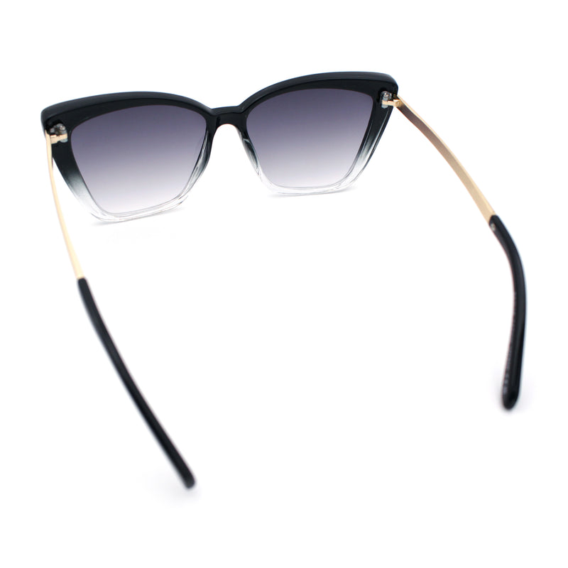 Womens Oversized Cat Eye Chic Metal Arm Plastic Sunglasses