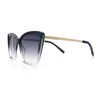 Womens Oversized Cat Eye Chic Metal Arm Plastic Sunglasses