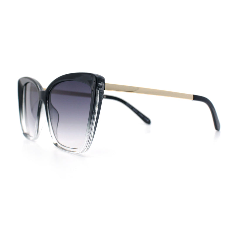 Womens Oversized Cat Eye Chic Metal Arm Plastic Sunglasses