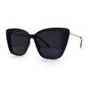 Womens Oversized Cat Eye Chic Metal Arm Plastic Sunglasses
