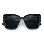 Womens Oversized Cat Eye Chic Metal Arm Plastic Sunglasses