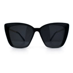 Womens Oversized Cat Eye Chic Metal Arm Plastic Sunglasses