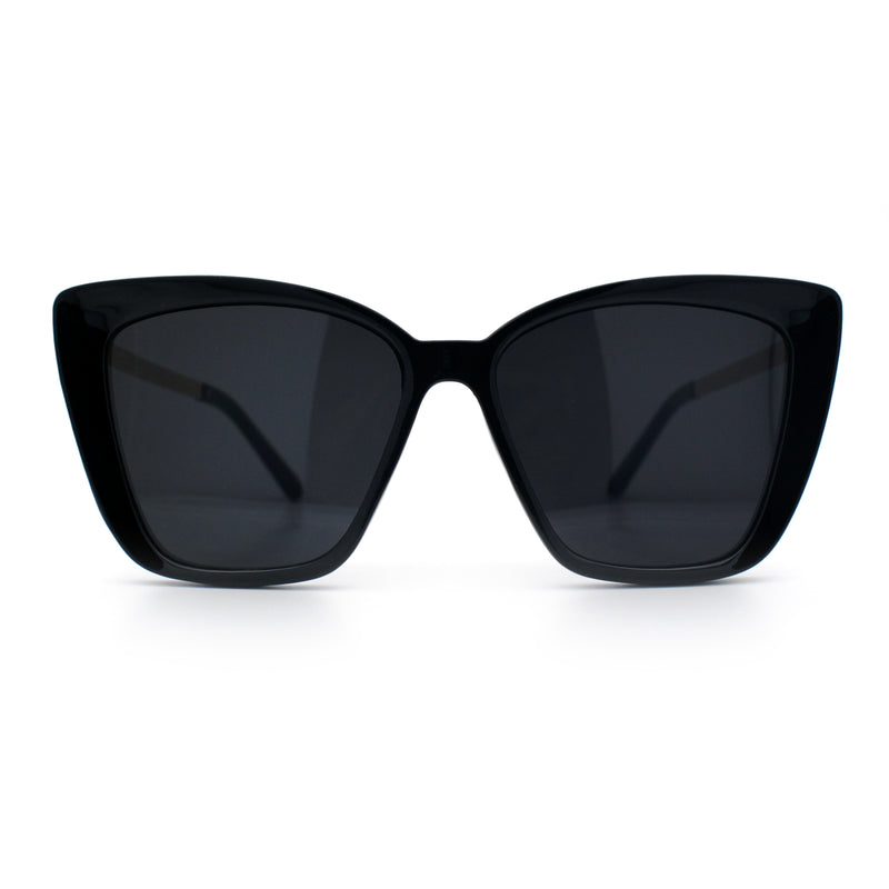Womens Oversized Cat Eye Chic Metal Arm Plastic Sunglasses