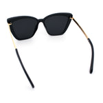 Womens Oversized Cat Eye Chic Metal Arm Plastic Sunglasses